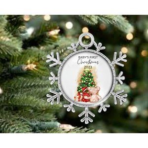2023 Baby 1st Christmas Silver Snowflake Christmas Ornament New Gift Idea